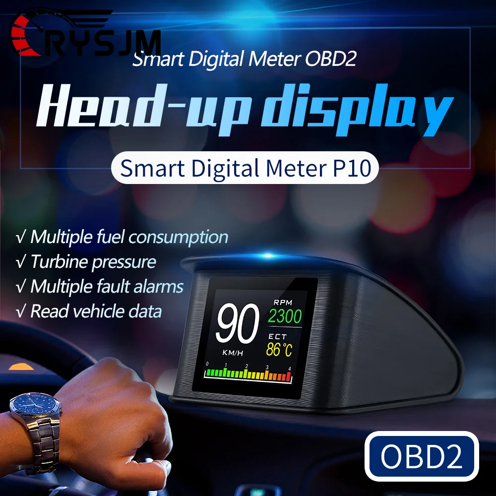 P10 OBD2 Head Up Display HUD Car Digital On Board Computer Speedometer Overspeed Alarm Engine Electronic Accessories Car Gauge