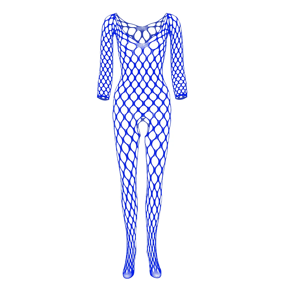 Men See Through Hollow Mesh Bodysuit Sexiest Women Body Suit Outfit High Elastic Full Body Stocking Transparent Fishnet Tight