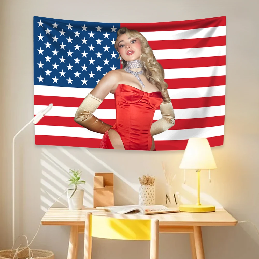 American Pop Singer Sabrinas Tapestry Carpenters Home Decor Wall Hanging Bedroom Dormitory Background Cloth Concert Banner