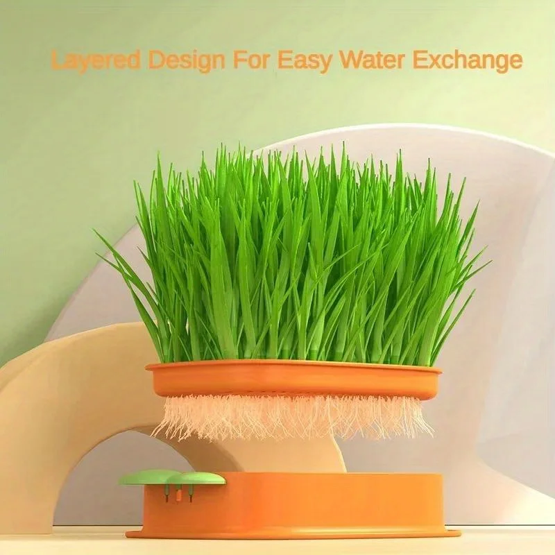 1pc New Pet Cat Sprout Dish Growing Pot Hydroponic Plant Cat Grass Germination Digestion Starter Dish Greenhouse Grow