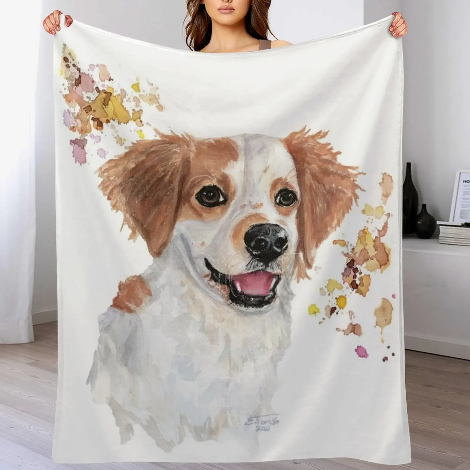 

Watercolour Cavachon Throw Blanket Nap Summer Flannel Fabric halloween Blankets