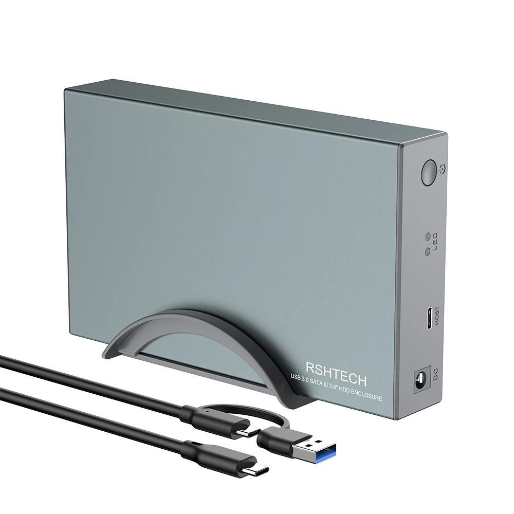 RSHTECH USB C to SATAIII Hard Drive Enclosure Portable Aluminum External 3.5
