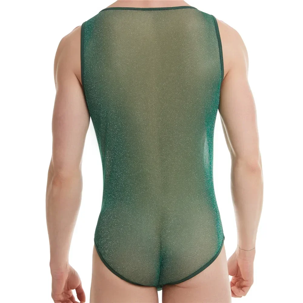 

Мужские прозрачные дышащие боди, сексуальное цельное нижнее белье, сетчатые прозрачные трико, комбинезоны, борцовские майки, комбинезоны