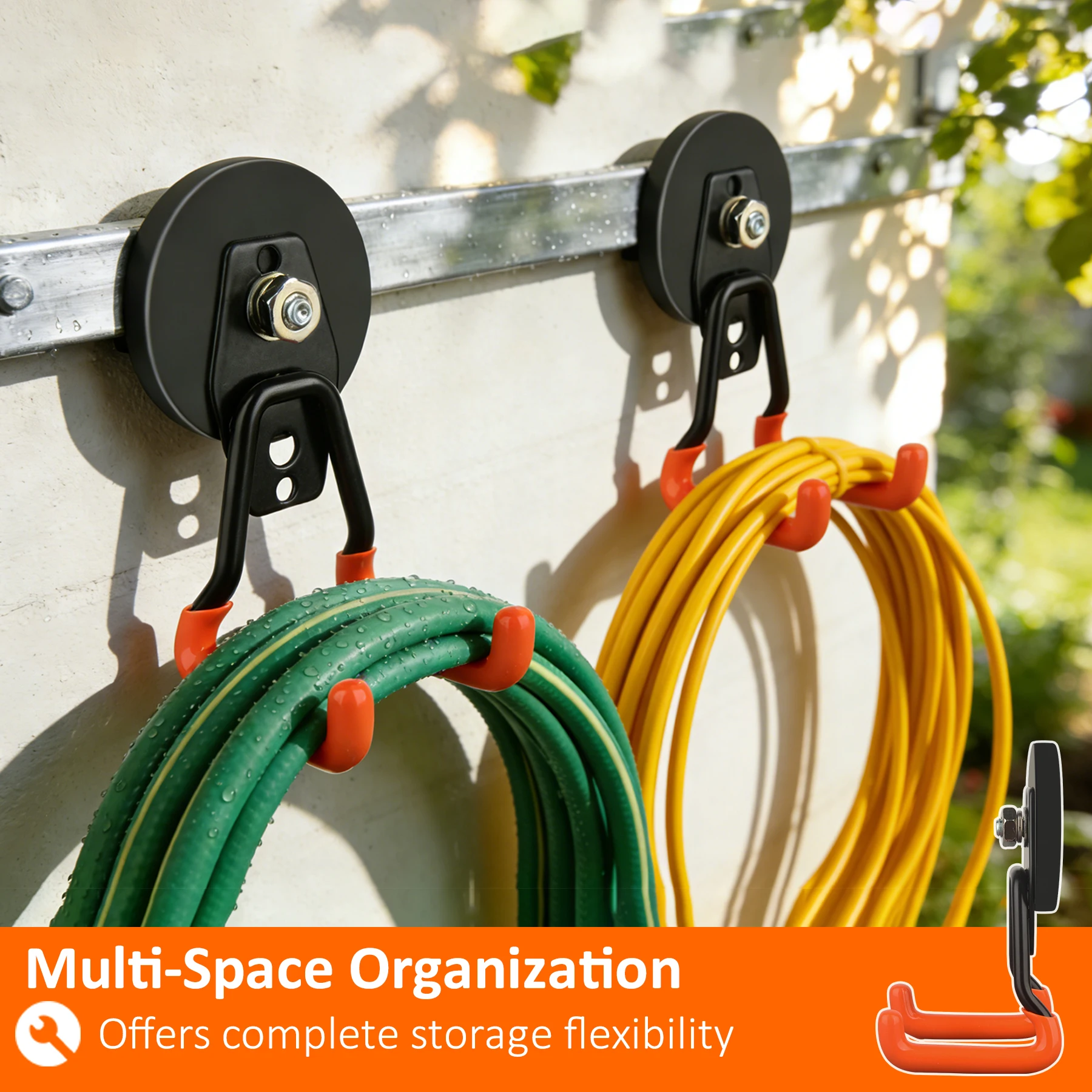 4PK  20lbs Magnet Garage Storage System Hooks to Securely Organize Toolboxes, Drill Drivers, Garden Hoses Shovels