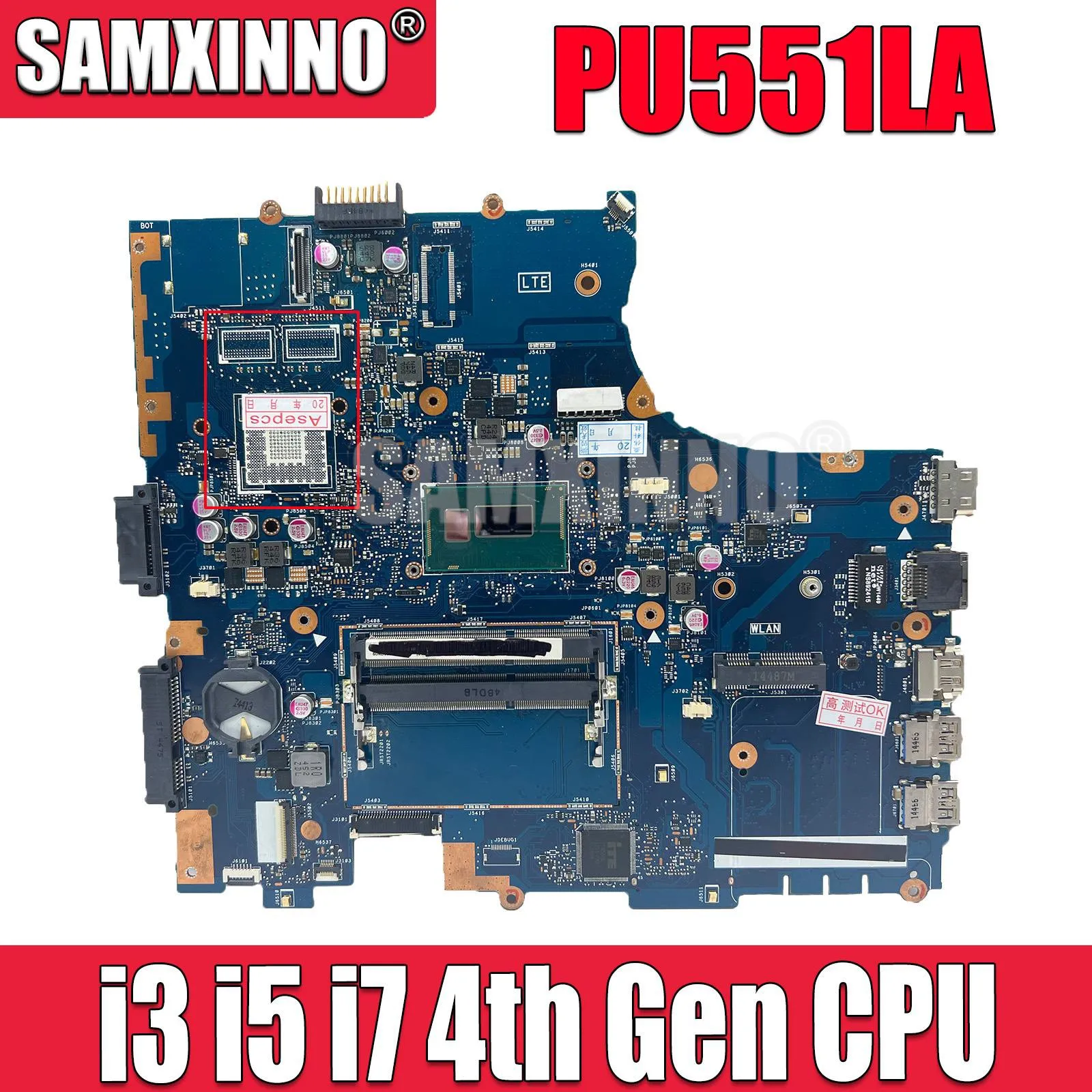 

SAMXINNO PU551LA Mainboard For ASUS PU551LA PU551LD PU551L Pro551LA Pro551LD Pro551L Laptop Motherboard I3 I5 I7 4th Gen CPU