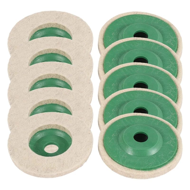 

A20F-10Pcs 100Mm 4 Inch Wool Buffing Round Polishing Wheels Pads Polisher Wheels For Copper Iron&Aluminum Metal Polishing Tools