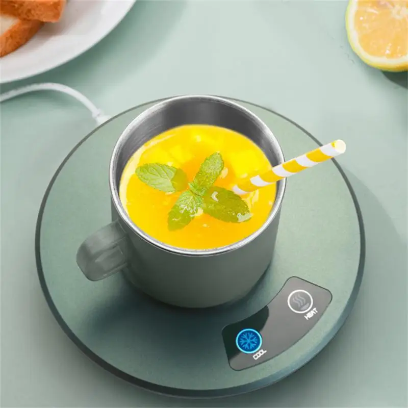 NEW Fast Cooling Cup 2-In-1 Smart Cooling & Heating Coaster Electric Coffee Milk Warmer Beverage Tea Cup Mug Mat USB Portable