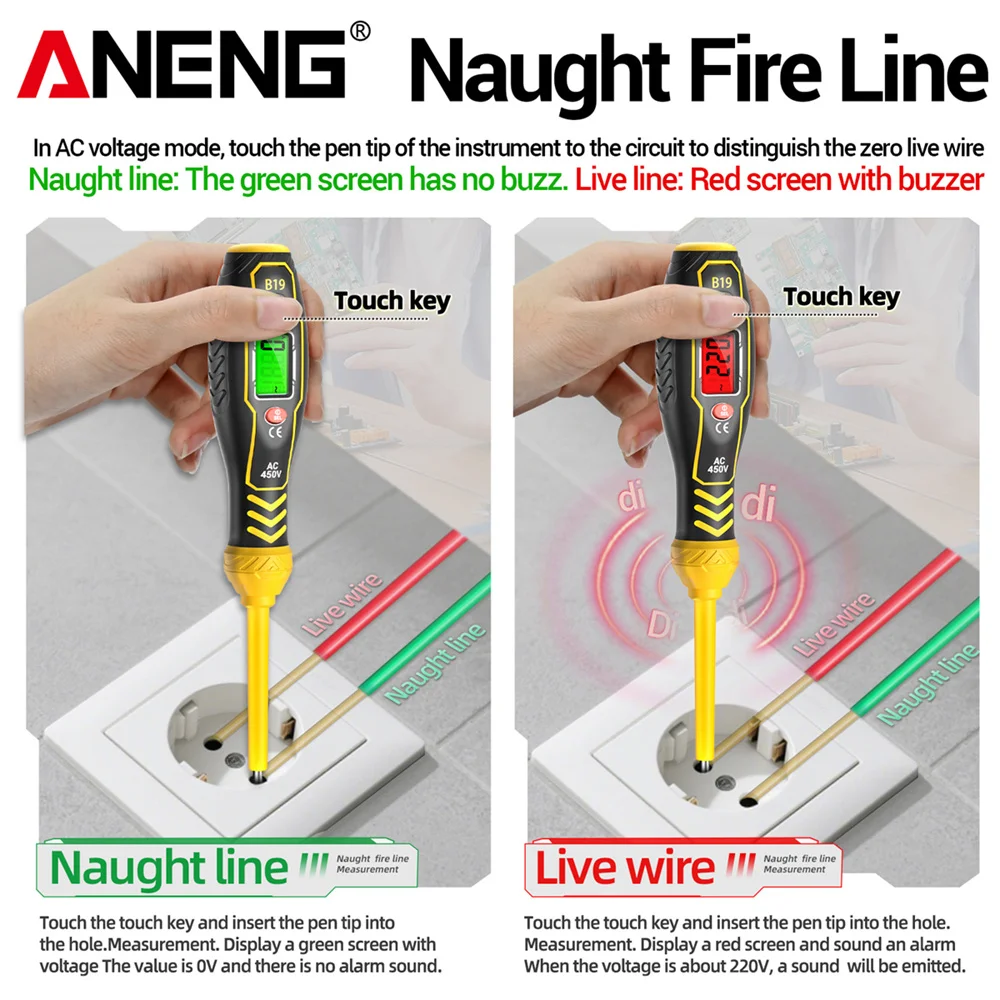 ANENG B19 тестер ручка зуммер детектор метр вольтметр сигнализация бесконтактный тест диагностический поиск точки останова инструменты 30-1000 В напряжение