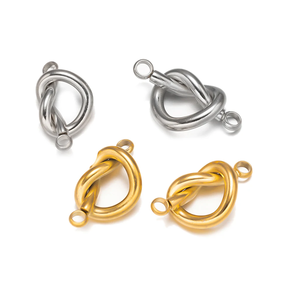 2/4/8Pcs Stainless Steel Hearts Shape Charms Pendants Double Hole Connector For DIY Handmade Bracelet Necklace Jewelry Making