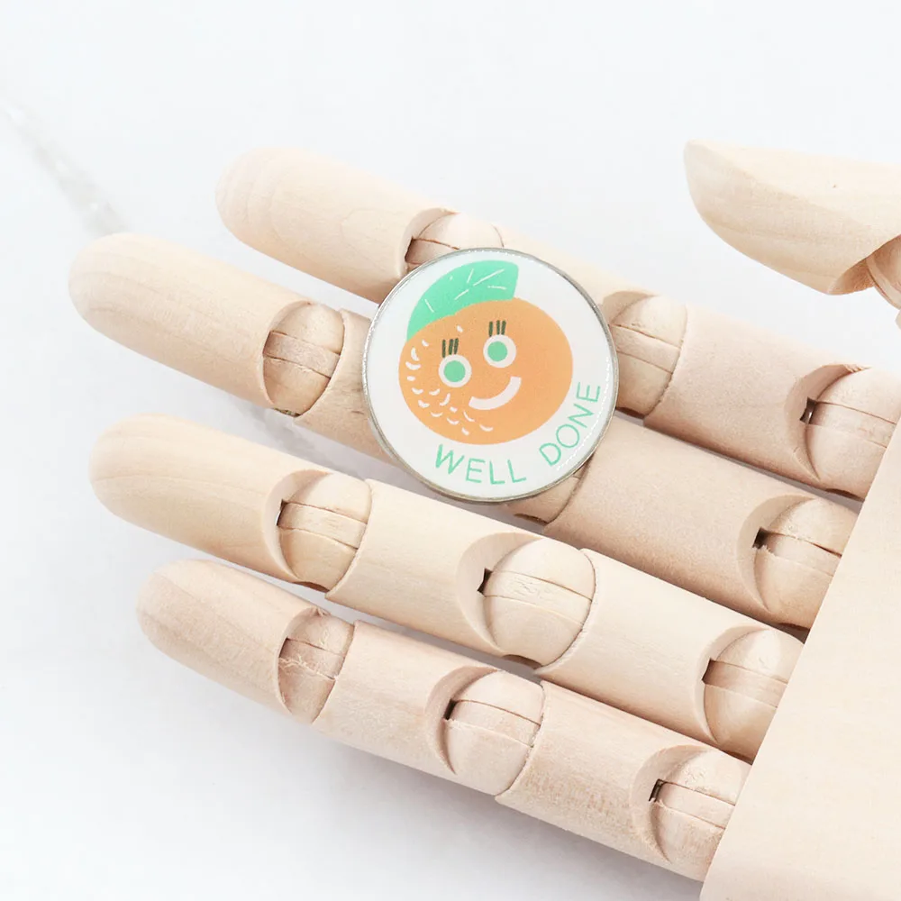 خمر 70s 1977 ويل دون برتقالي نادر التعليم الإبداعي التدريس اكسسوارات موضة التلبيب على ظهره دبوس مجوهرات