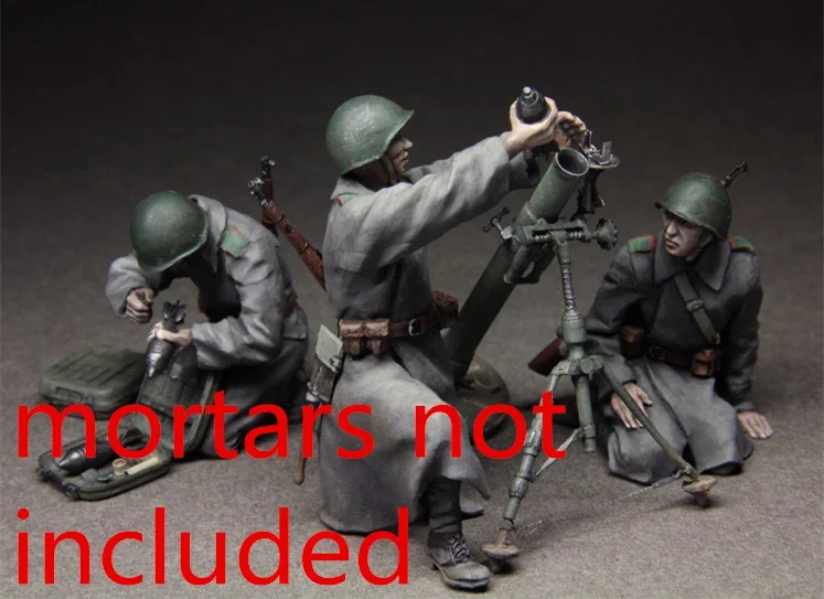 

(Not Include Mortar) 1/35 Scale Resin Figure Model Kit Russian 82mm Mortar Team Unassembled and Unpainted Diorama Toy 111