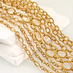 1 Meter Stainless Steel Large Heavy Chunky Hip Hop Punk Link Gold Color Chains DIY Jewelry Materials Handmade Necklace Bracelet