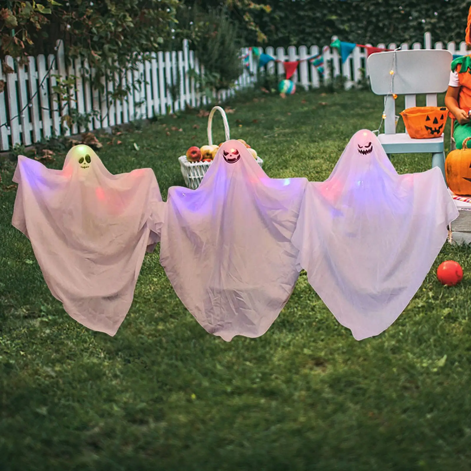 

3x Хэллоуин призрак кол комплект дорожка патио скульптура фестиваль сад кол