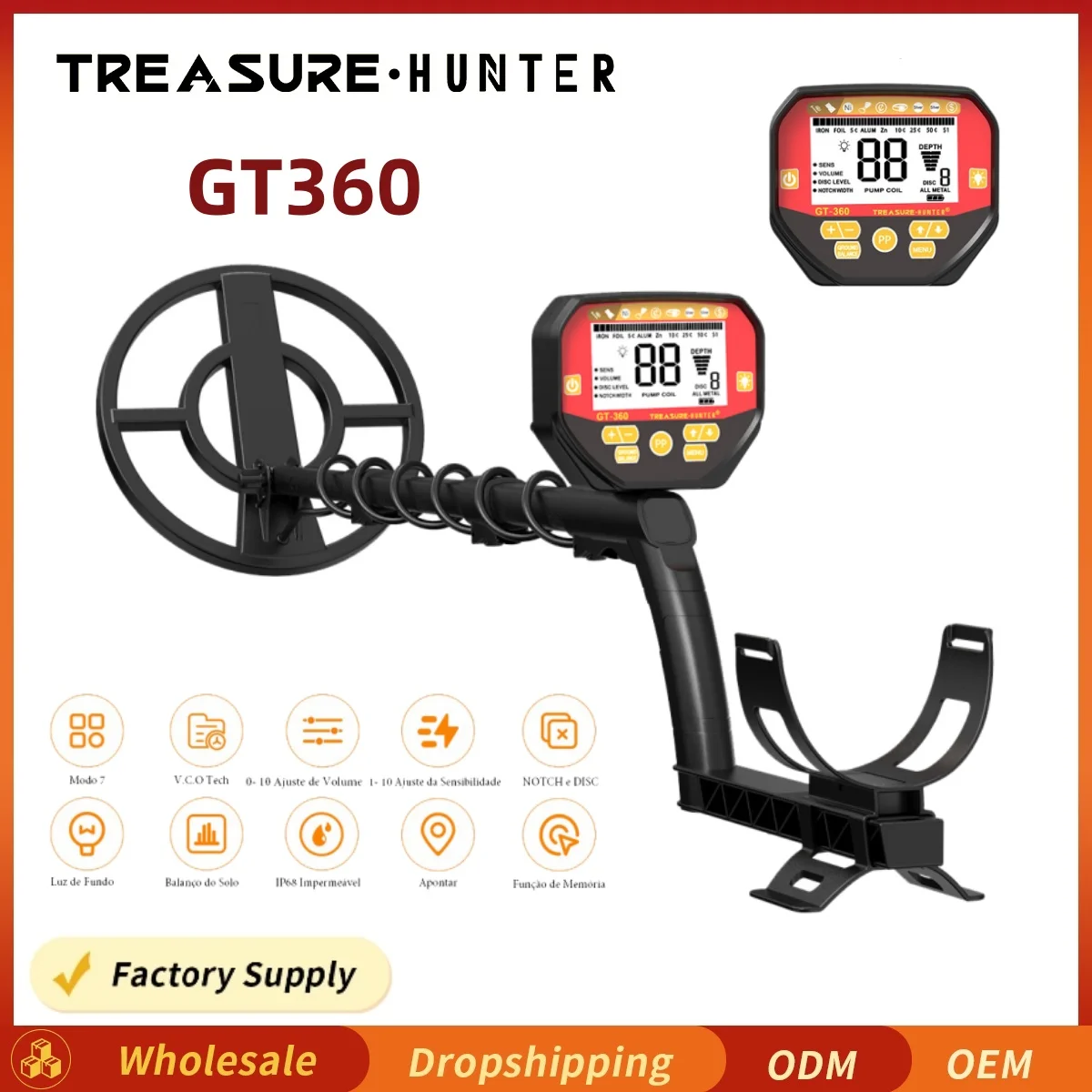 Treasure Hunter 8kHZ GT360 Professional Underground Gold Metal Detector 10\