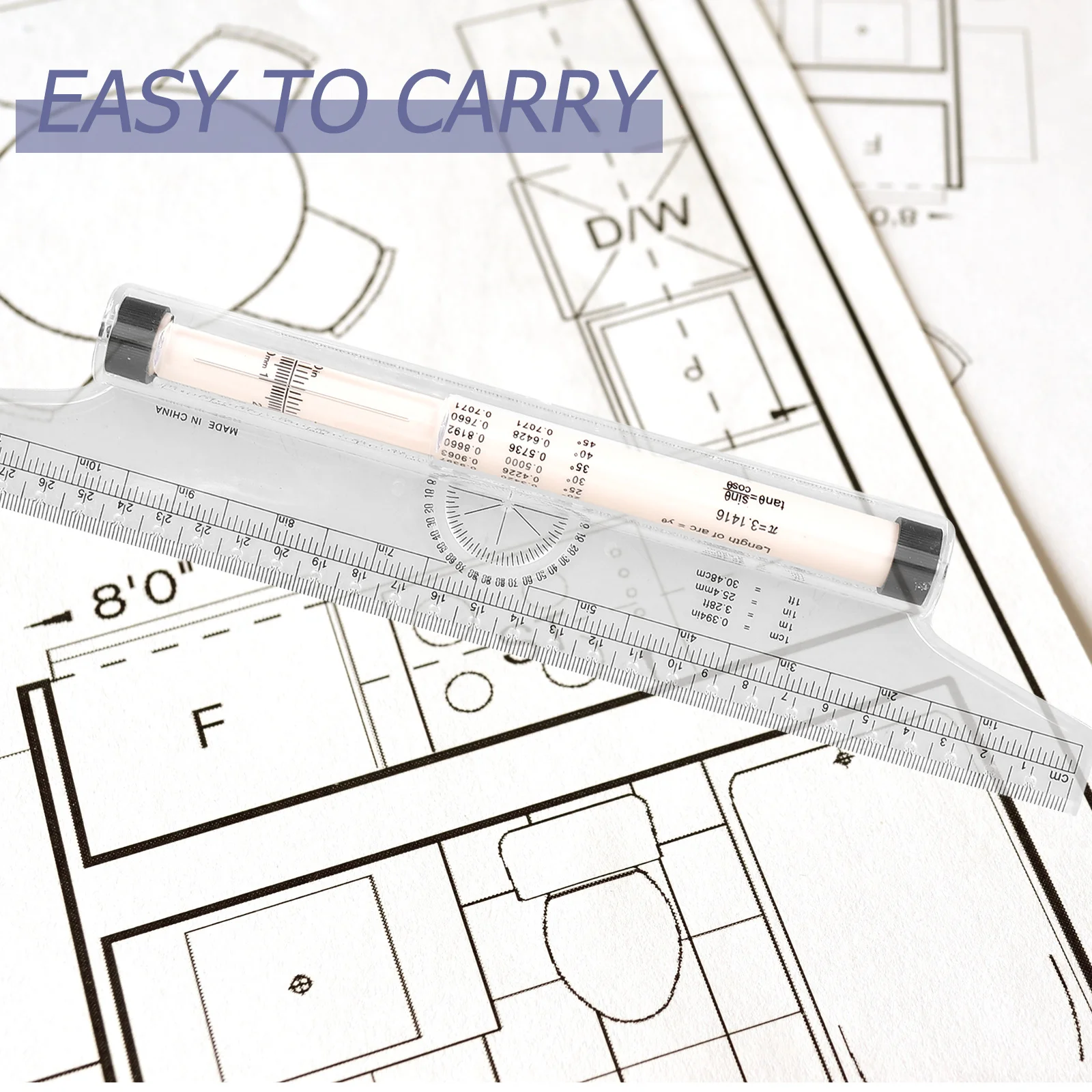 2pcs Multifunctional Drawing Design Plastic Parallel Ruler For Engineers Students Measuring Tool Rolling Ruler Transparent Angle