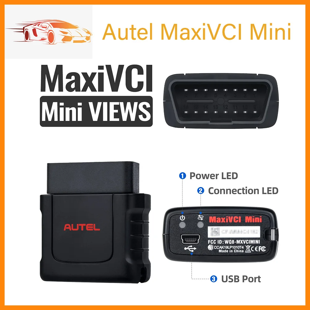 Original Autel MaxiVCI Mini VCI Mini Wireless Bluetooth Diagnostic Interface Adapter Work With MK808BT、MK808TS、MX808TX、MP808TS