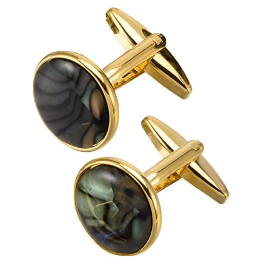 

Polished Natural Abalone Men Cufflinks and Tie Clip Set Silver Tone 14K Gold Plated Men Tie Pin Cufflinks for Wedding Tuxedo Sh