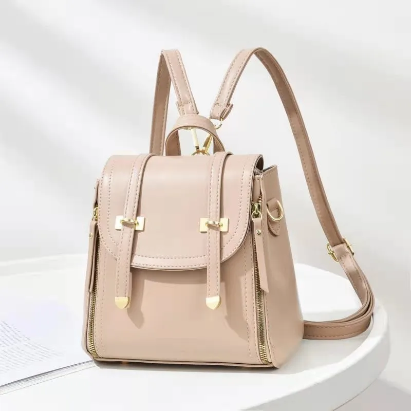 Soft Leather Backpack Female 2022 New Fashion Female Package Big Capacity Handbags Leisure Small Travel Backpack For Women