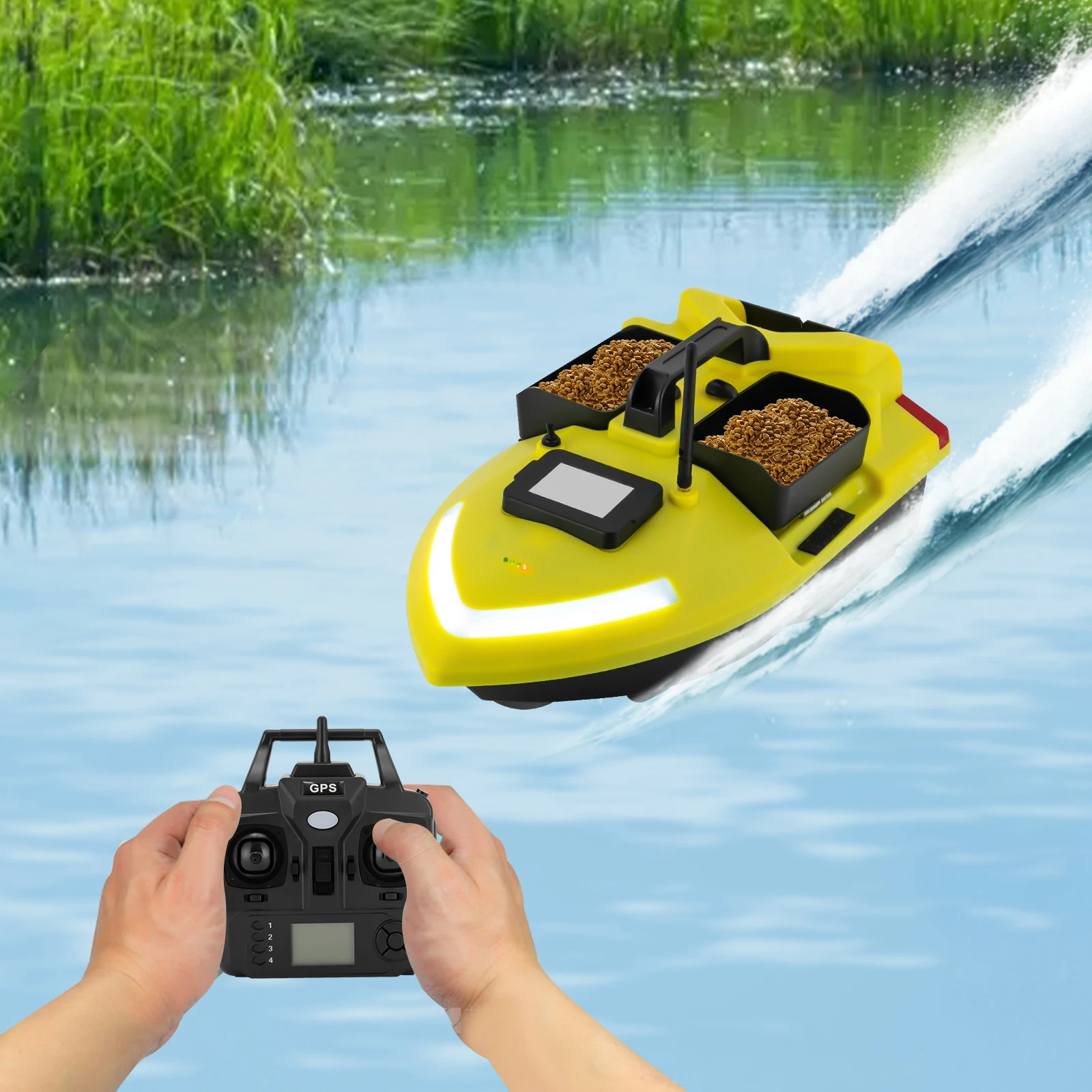 GPS قارب طعم سمك 500 متر 40 نقطة التحكم عن بعد قارب الطعم محرك مزدوج صياد السمك تصحيح الطريق التلقائي