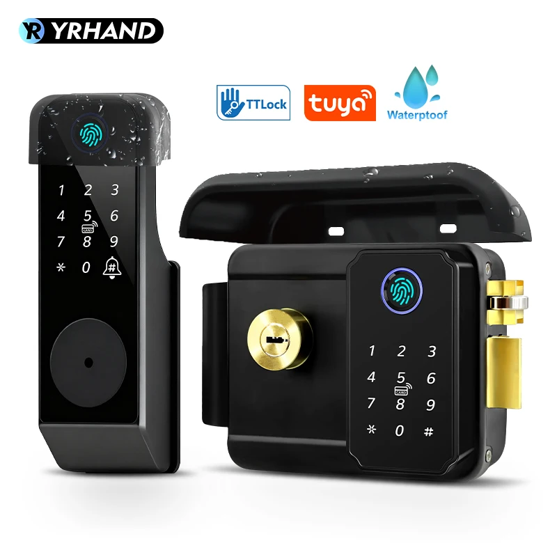 Tuya Smart Lock Waterproof Wifi Ttlock APP Fingerprint Lock Double Smart Card Digital Code Electronic Door Lock For Home