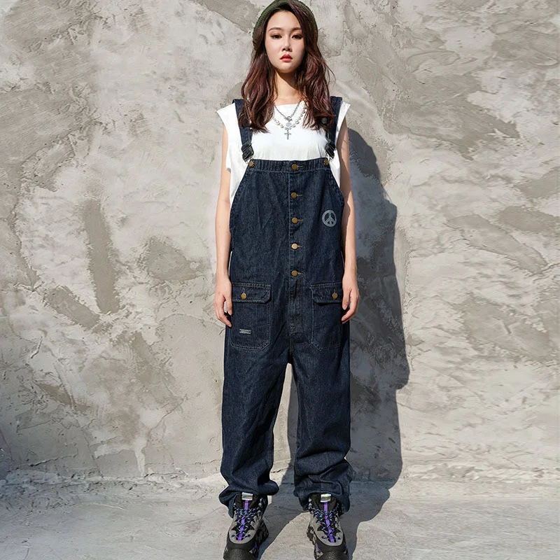 

1 Autumn Casual Piece Women's Overalls Amerika Trousers Workers' Loose Suspenders Outdoor Camping Labor Tooling Cargo Pants