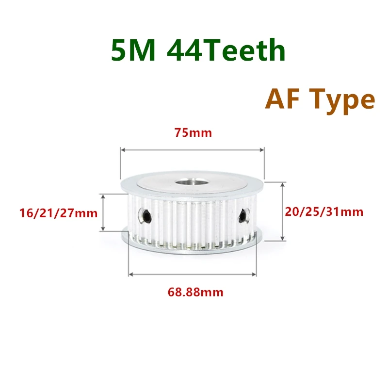 

1pc 44 Teeth HTD 5M Synchronous Timing Pulley Bore 6/6.35/8/10/12/14/15/16/17/18/19mm for Width 15/20/26mm HTD 5M 44Teeth 44T