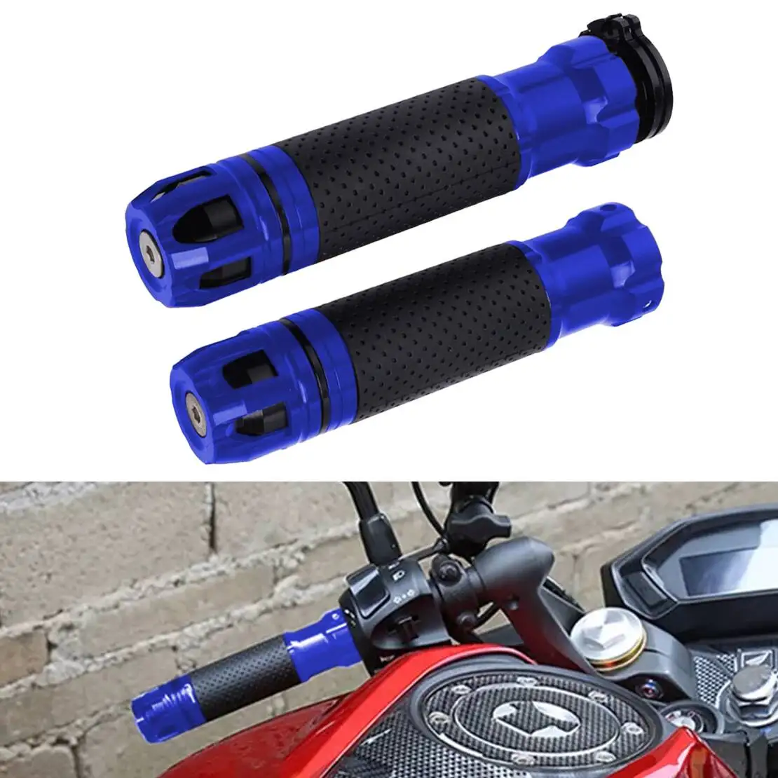 

1 Pair 7/8" 22mm Motorcycle Universal Rotatable Throttle Handlebar Handle Bar Aluminum Alloy Hand Grips Blue