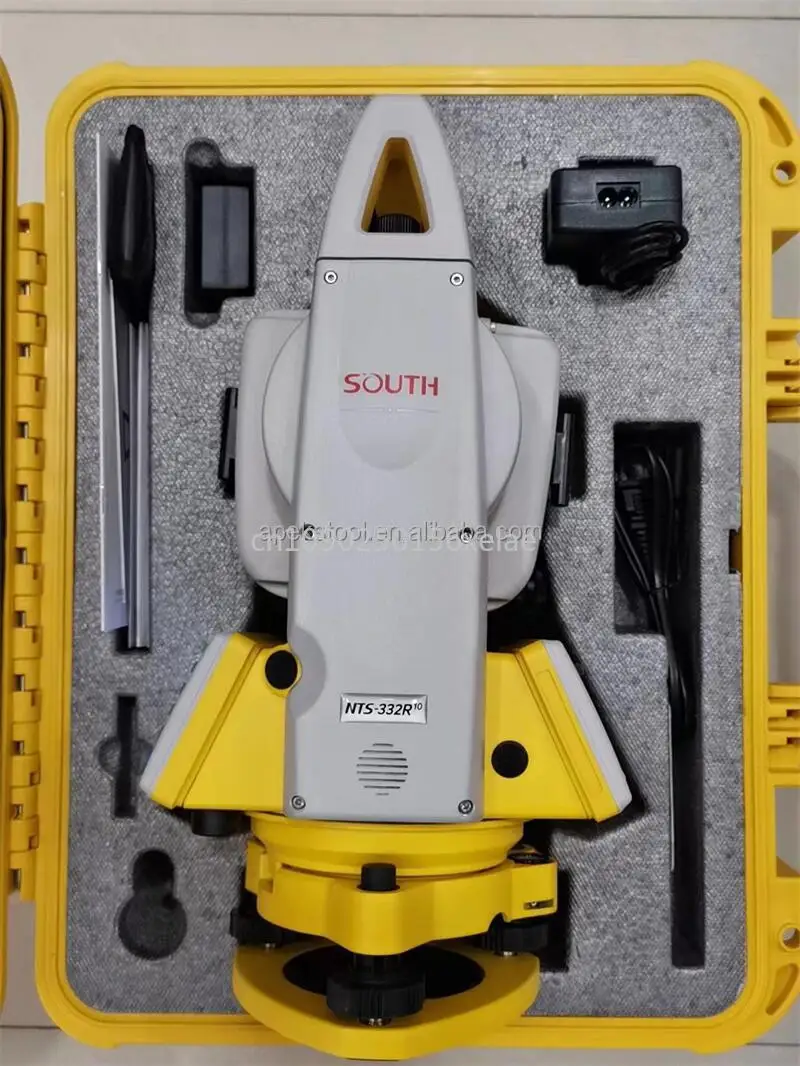 Construção ferroviária e ponte Voz em inglês R1000 Estação total de levantamento de precisão sem refletor 2 '' Sul NTS 332R10