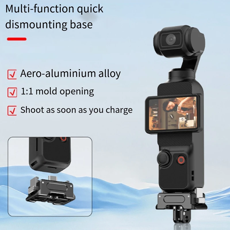 Charging Base For DJI OSMO Pocket 3 1/4 Mount Adapter Connector Folding Holder Tripod Gimbal Camera Quick Release Parts