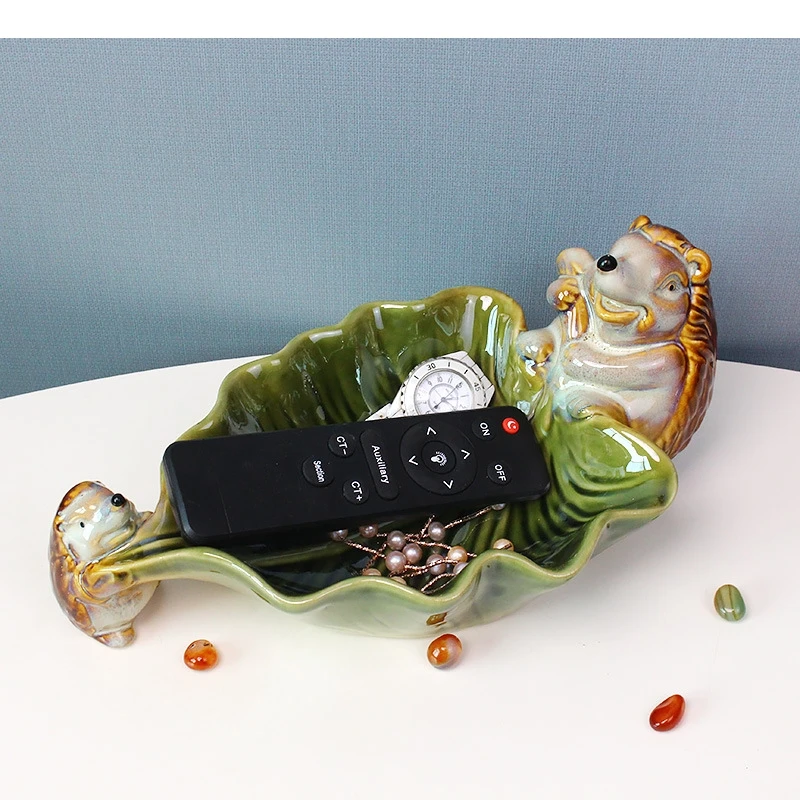 Ceramic Plate Handicrafts Simulated Animal Fruit Plate Hedgehog Jewelry Tray Desktop Storage Container Home Decoration