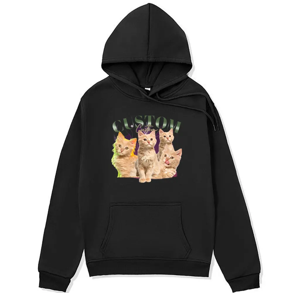 Funny Custom Bootleg Rap Cat print hoodie Hip Hop Sweatshirt men women Fashion Oversized Long-sleeved hoody pullover streetwear