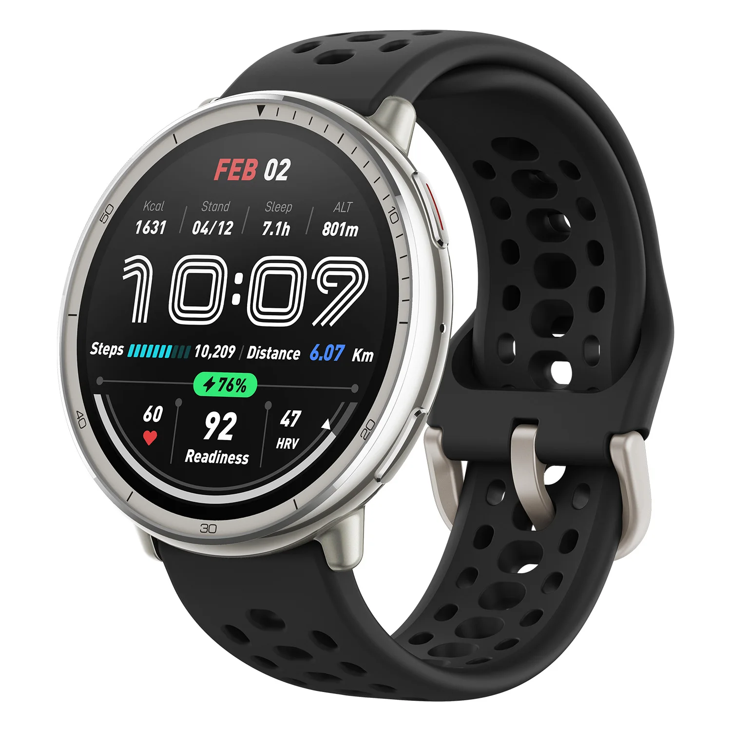 Smartwatch Amazfit Active 2 (Round) Standard Black Sport Silicone sem NFC