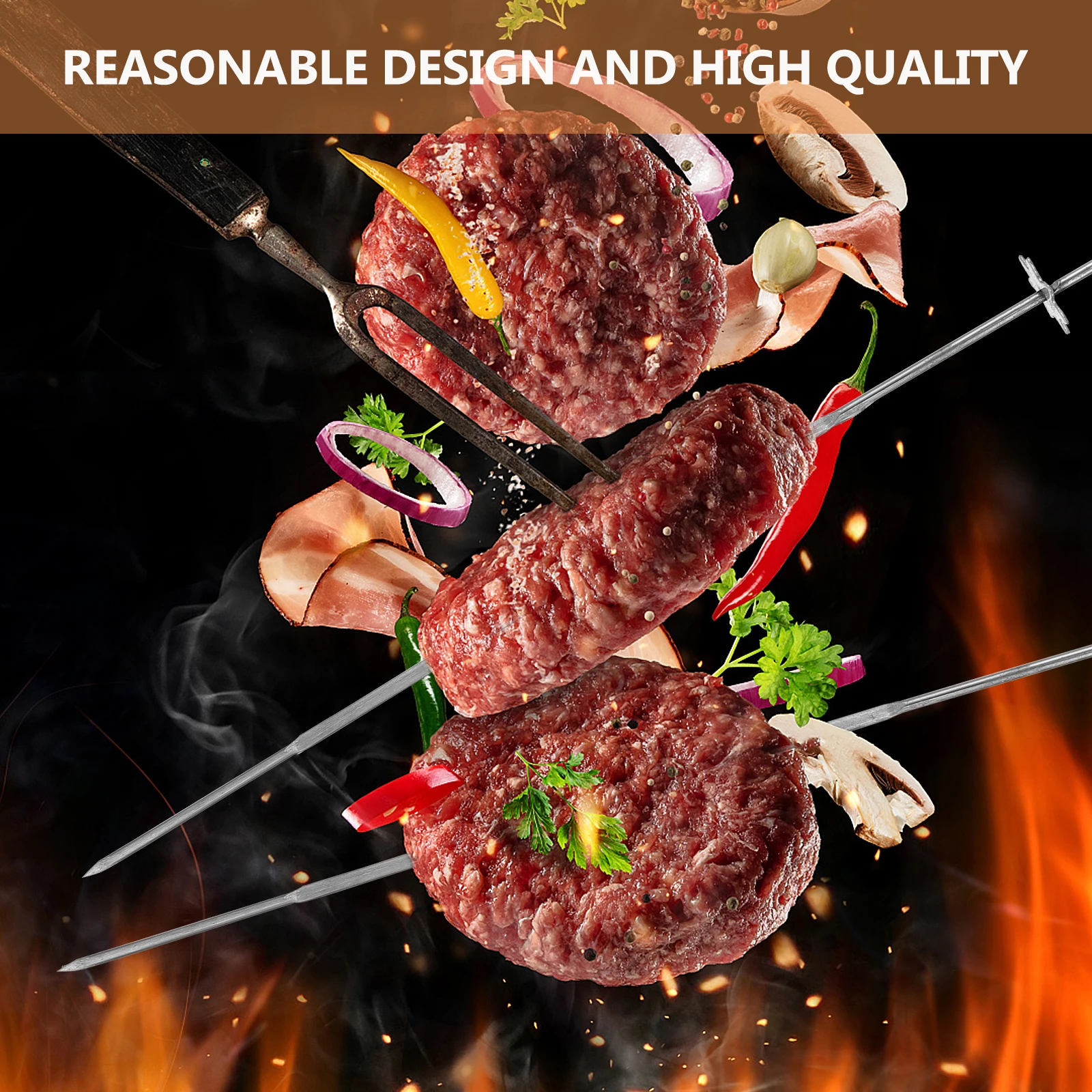 

10 Pcs Gear Barbecue Sign Skewer Stick Grilling Automatic Meat Rotating Barbeque Charcoal Bbq