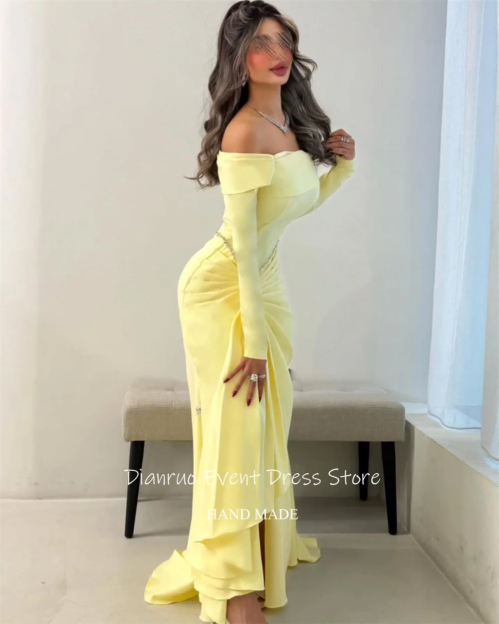 Dianruo Лимонно-желтые вечерние платья русалки с открытыми плечами Robe De Soirée Femme Robe Glamorous De Soiree De Mariage по индивидуальному заказу