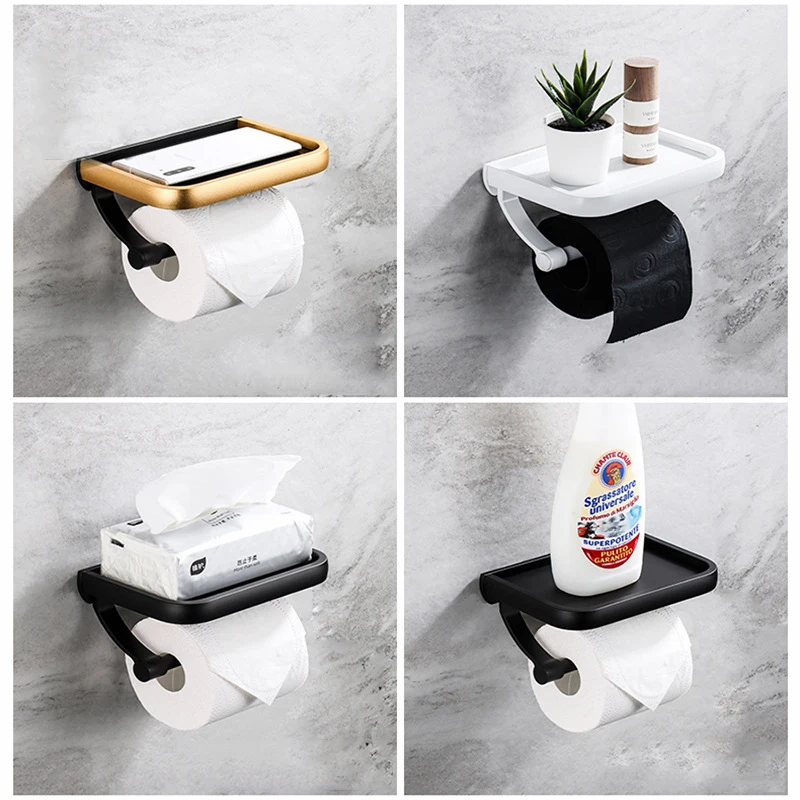 CANBOUN Bathroom Space Aluminum punch-free Mobile Phone Roll Carton Partition Black Gold Bathroom Paper Towel Rack