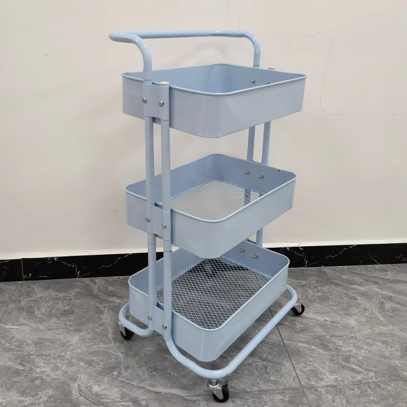 Carbon steel storage trolley rack floor-to-ceiling bathroom kitchen mobile snack toilet multi-layer bedside hanging basket