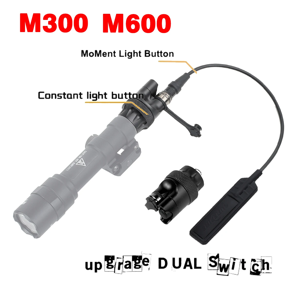 

Tactical Airsoft Flashlight Tail Cap Dual Function Pressure Switch Cover for Surefire M300 M600 Flashlight Hunting Weapons Light
