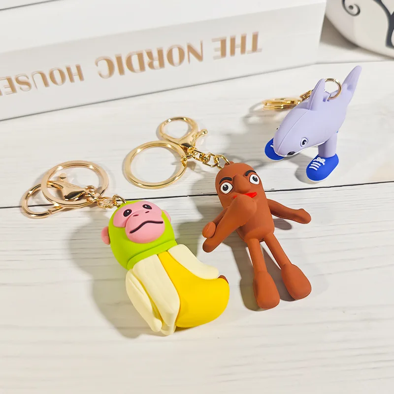 Hot selling Shan Hai Jing TungTungTungSahur stick man running shoes shark keychain bag pendant