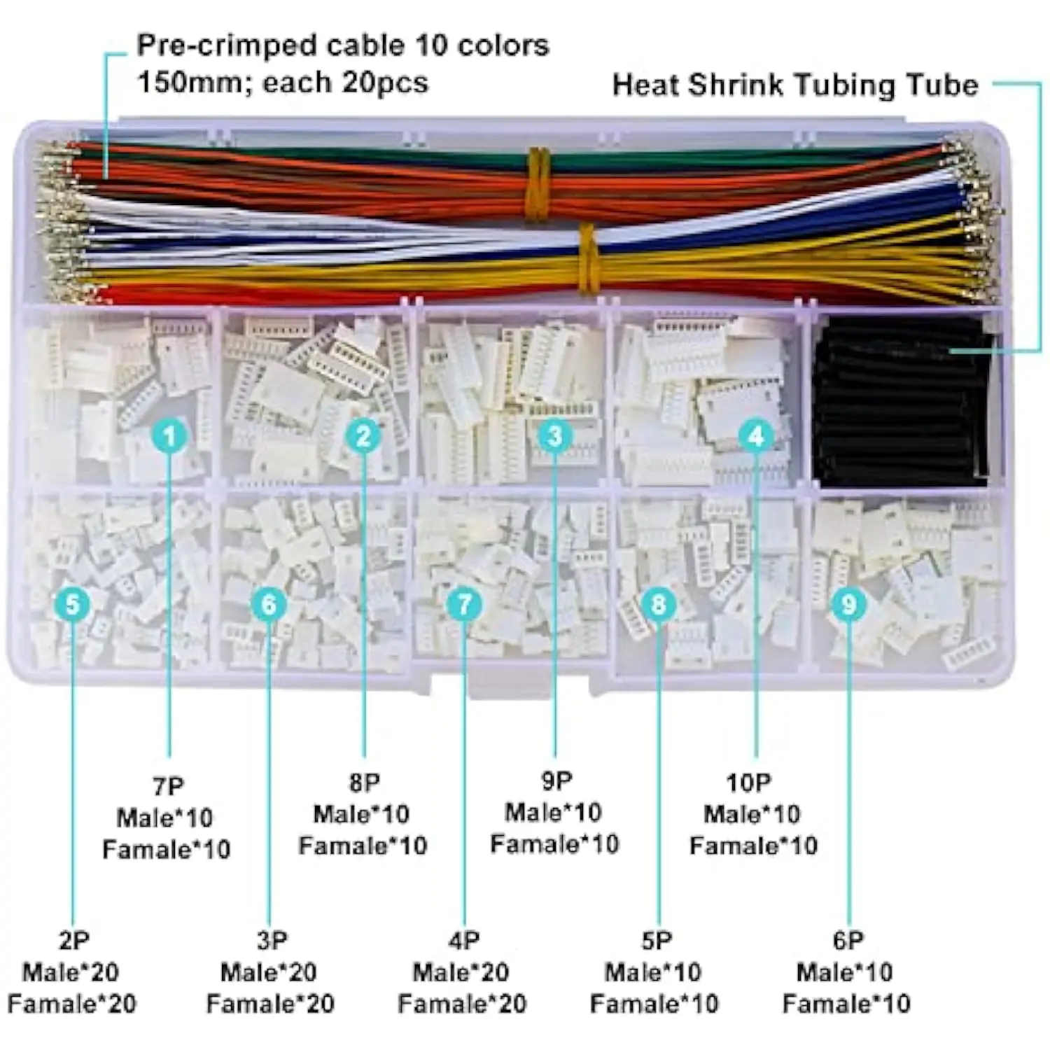 MX 1.25mm Male Female Connector Kit and Premium Pre-Crimped Cables Compatible with Molex PicoBlade for Pixhawk Flight Controller