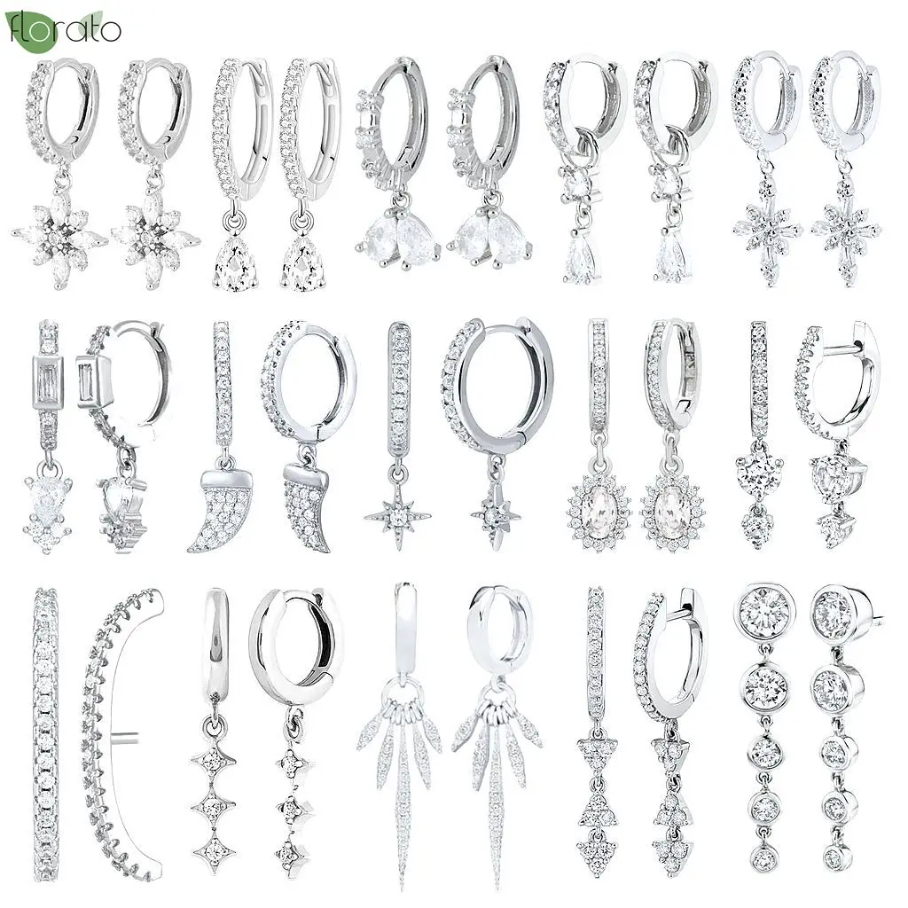 925 agujas de plata pura, pendientes de cristal zircon blanco elegante, pendientes largos colgantes de borlas de Cadena metálica de moda, joyas de