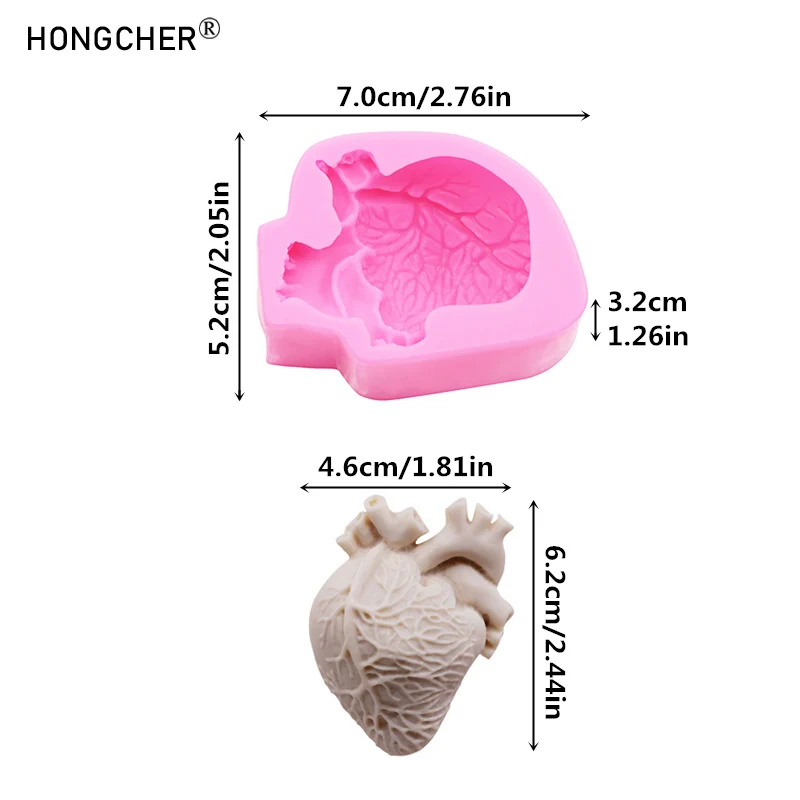 Simulation Organ Heart Chocolate Fondant Silicone Mould Brain Cake Mould DIY Drip Baking Moulds