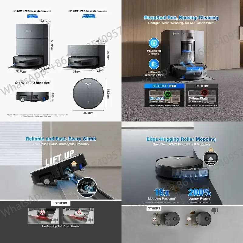 For Ecovacs for DEEBOT X11 Cyclone OMNI Fully Automatic Home Vacuum Sweeper in 19500Pa Tangle-Free for Hotel