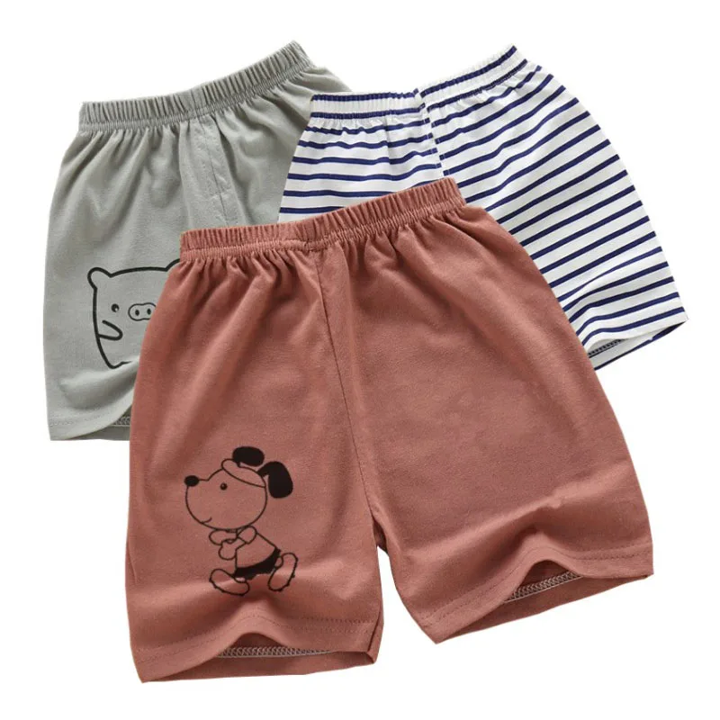 Kids Boys Soft Cotton Shorts Summer Breathable Casual Clothes Children Girls Baby Cartoon Stripe Sports Beach Half Pants 2-5 Y