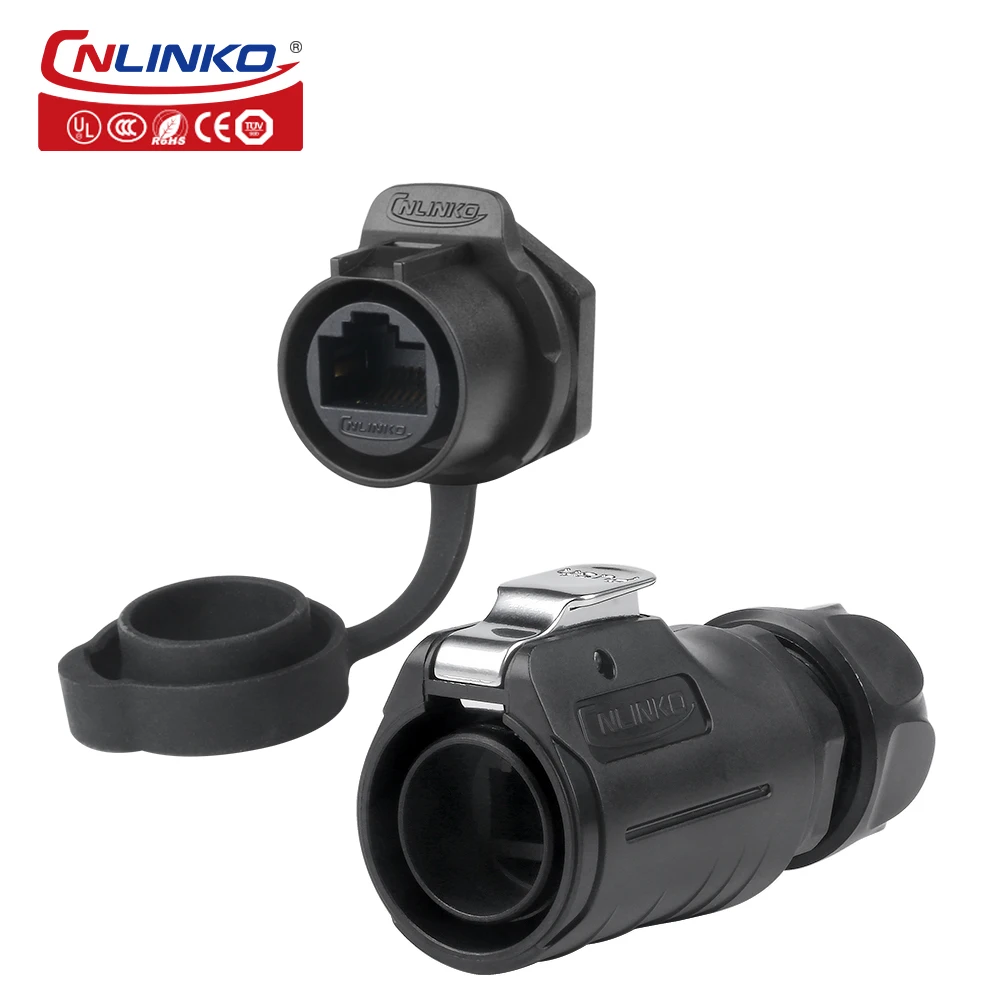 CNLINKO LP20 RJ45 CAT6 IP68 waterdichte industriële Ethernet-connectorkoppeling voor zware omgevingen buiten LAN-netwerkadapter - afbeelding 1