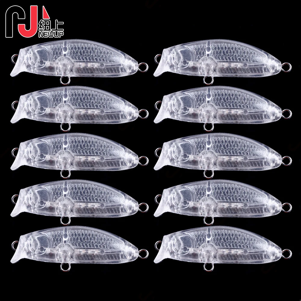 10PCS Transparente DIY Blank Lure Body 42MM-3.1G-12 #    Unlackierte künstliche transparente Minnow-Wobbler, harte Köder, Pesca