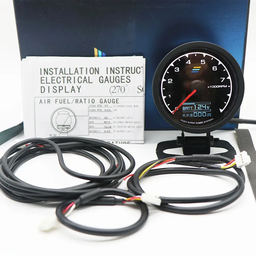 GReddi Boost Gauge 62mm 2.5 Inch HUD Water&Oil Temp 7 Colors LCD Display Turbo Oil Pressure RPM Tachometer Meter With Sensor
