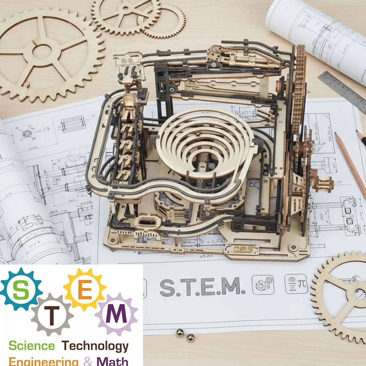 Chriyungel 3D Puzzle en bois blocs de construction jouets éducatifs à tige bricolage boule roulante décor à la maison cadeau pour adultes adolescents enfants