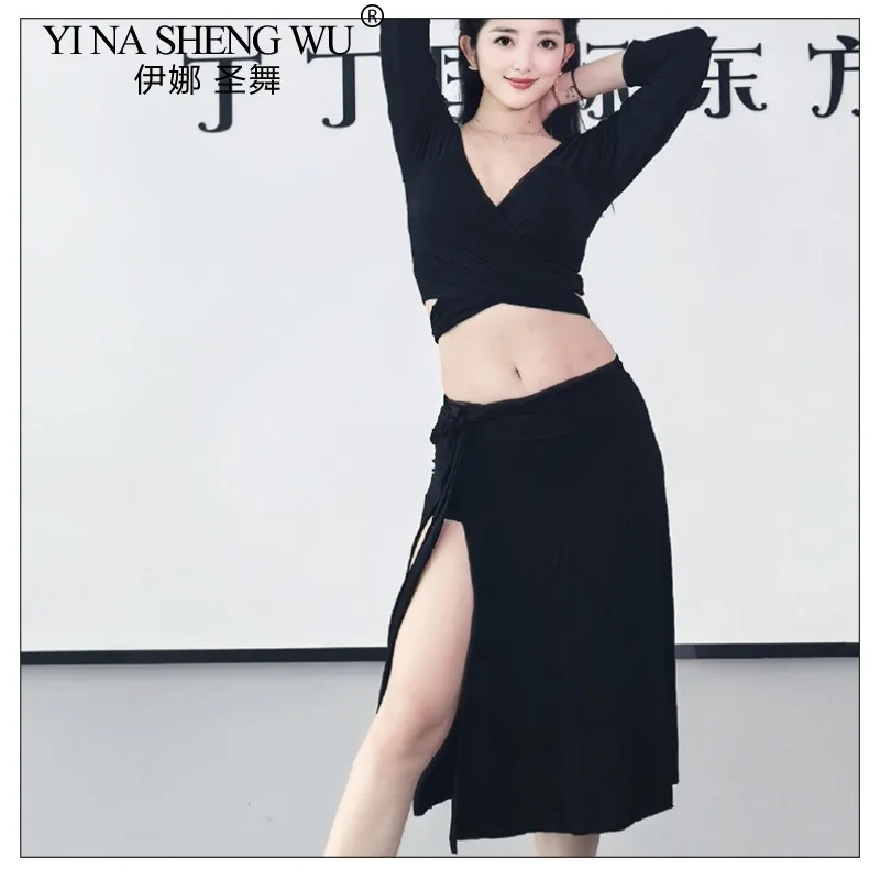 tenue-d'entrainement-de-danse-du-ventre-pour-femmes-ensemble-haut-jupe-en-modal-noir-vente-en-gros-pour-debutants-vetements-de-danse-confortables-pour-danseuses-feminines