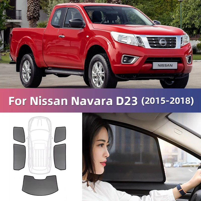 For Nissan Navara D23 Frontier NP300 2015-2023 2024 Car Window Sunshade Uv Protection Auto Curtain Sun Shade Visor Net Mesh