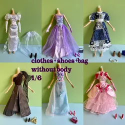 fashion dress original  1 set high quality original 1/6  clothes for princess diy accessories with shoes bag leqimowan